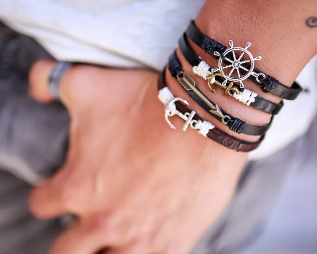 Leather Bracelet metal Ibiza brown