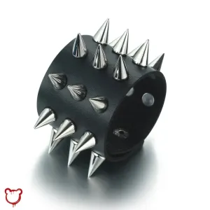 Leather Spike Bracelet - Black