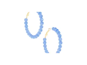 Lexi Glass Bead Hoop Earring-Light Blue