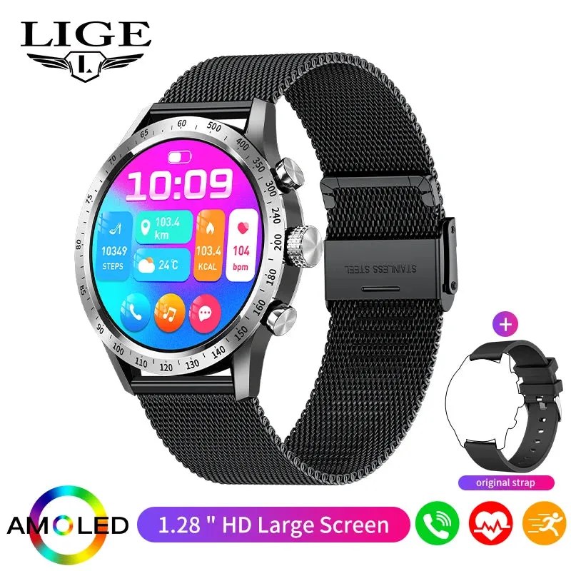LIGE 1.28 inch AMOLED Screen Smart Watch For Women Wireless Call Connect Phone Health Monitor Waterproof Sport Ladies Smartwatch