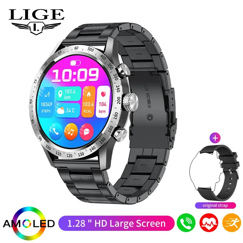 LIGE 1.28 inch AMOLED Screen Smart Watch For Women Wireless Call Connect Phone Health Monitor Waterproof Sport Ladies Smartwatch