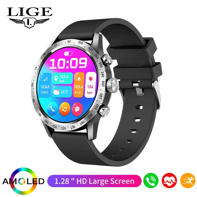 LIGE 1.28 inch AMOLED Screen Smart Watch For Women Wireless Call Connect Phone Health Monitor Waterproof Sport Ladies Smartwatch