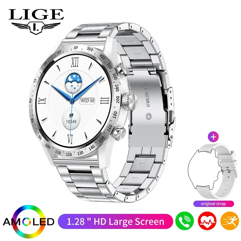 LIGE 1.28 inch AMOLED Screen Smart Watch For Women Wireless Call Connect Phone Health Monitor Waterproof Sport Ladies Smartwatch