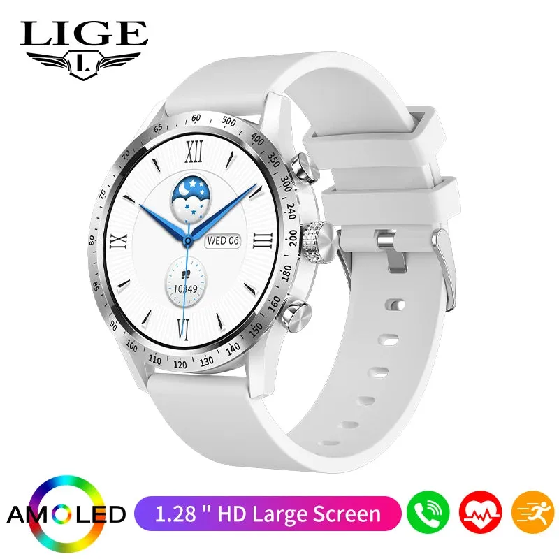 LIGE 1.28 inch AMOLED Screen Smart Watch For Women Wireless Call Connect Phone Health Monitor Waterproof Sport Ladies Smartwatch
