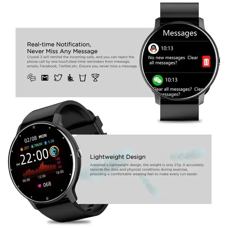 LIGE 2023 Smart Watch in Pink and Black at Laurichshop