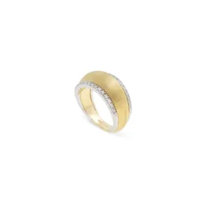 Lucia Collection 18K Yellow Gold Double Diamond Row Dome Ring