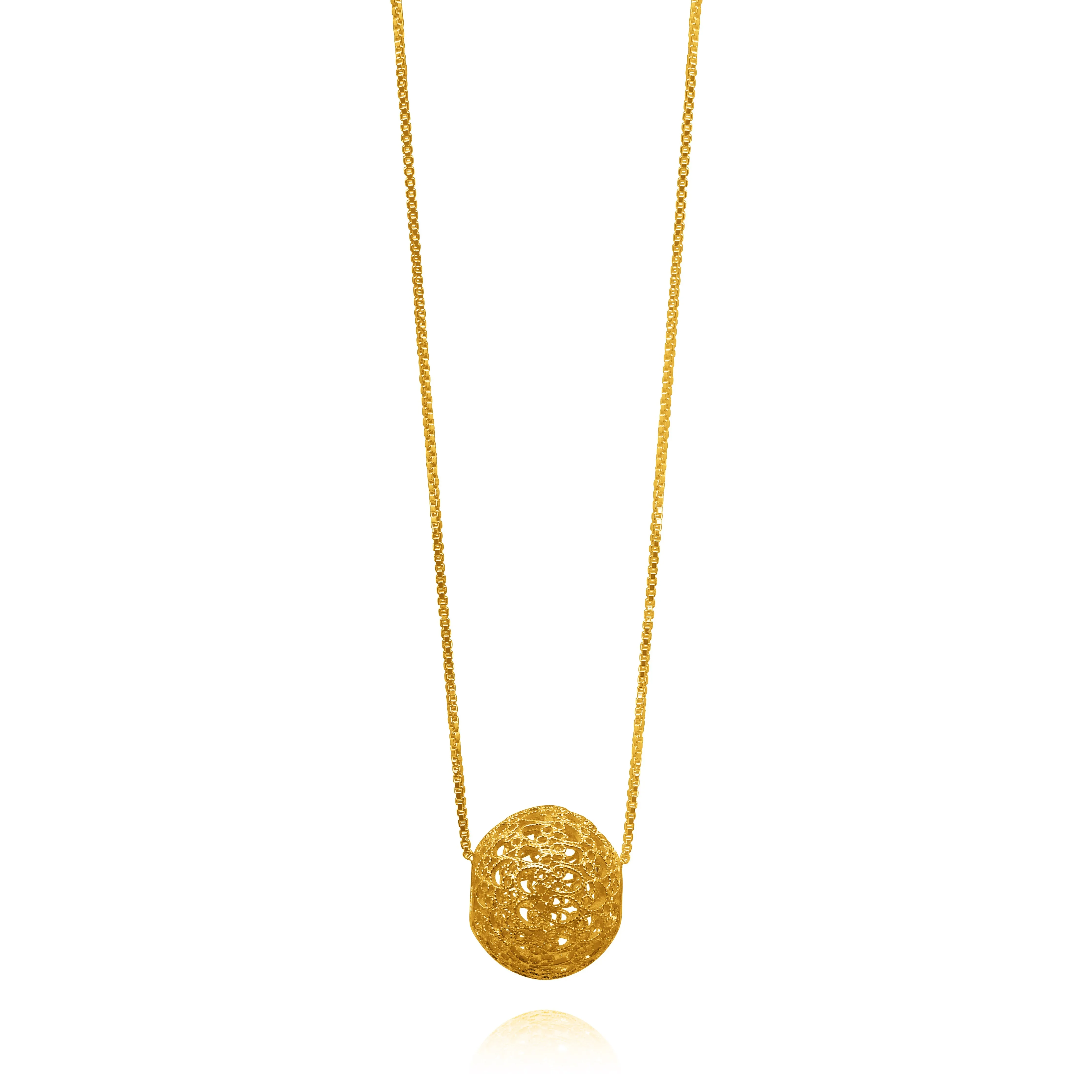 LUCRECIA GOLD LARGE SPHERE LONG NECKLACE FILIGREE