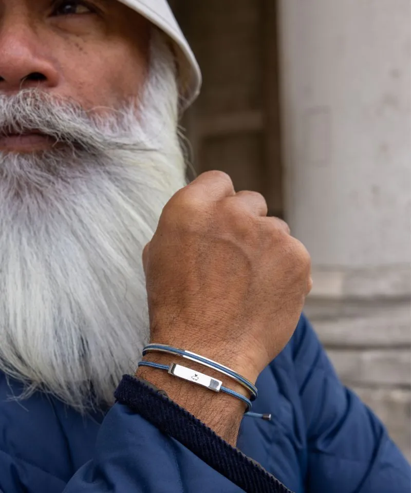 Mad Matt Rope Bracelet in Pigeon Blue/Silver