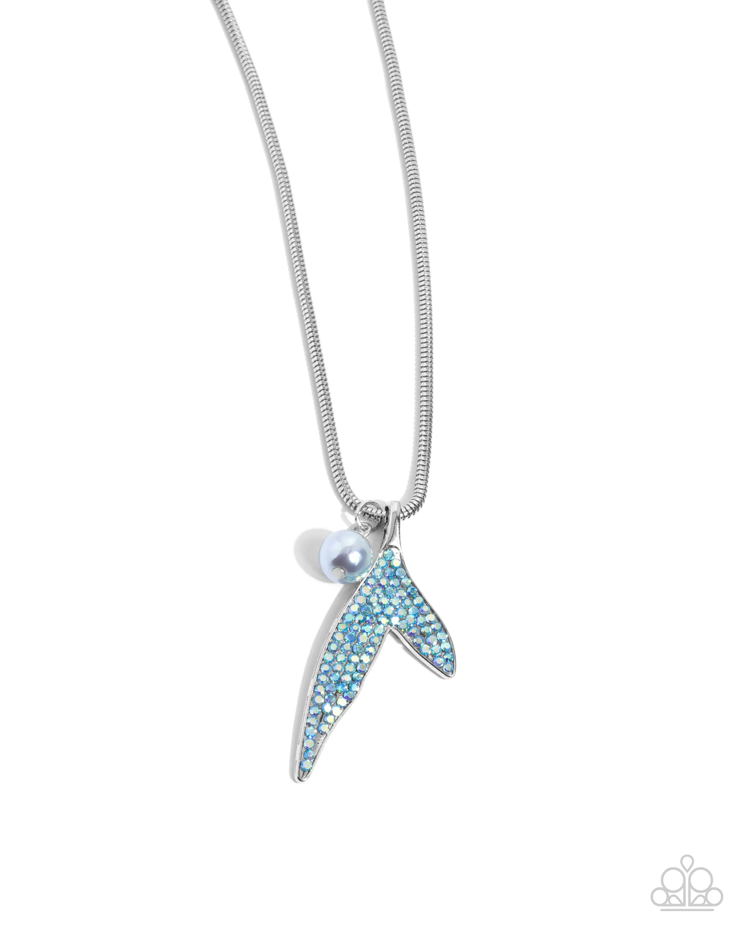 Maiden Mermaid - Blue - Pearl and Iridescent Rhinestone Paparazzi Short Necklace