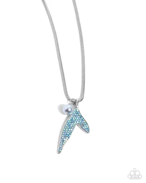Maiden Mermaid - Blue - Pearl and Iridescent Rhinestone Paparazzi Short Necklace