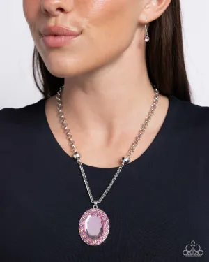 Manufactured Majesty - Pink - Oversized Bead and Rhinestone Paparazzi Short Necklace