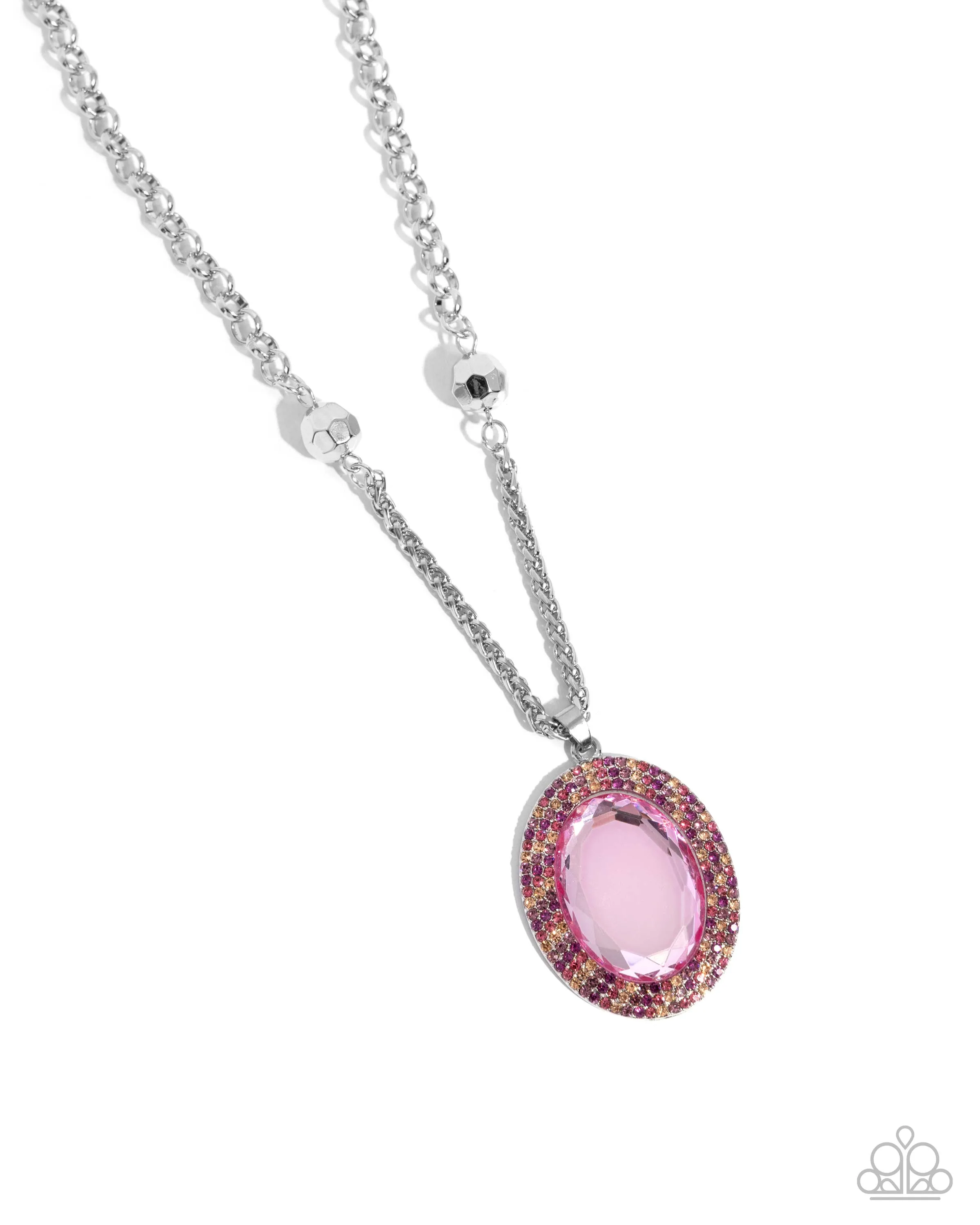 Manufactured Majesty - Pink - Oversized Bead and Rhinestone Paparazzi Short Necklace