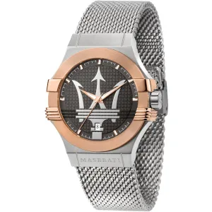 Maserati Potenza Silver Mesh Braselet Grey Dial Quartz Watch for Gents - R8853108007