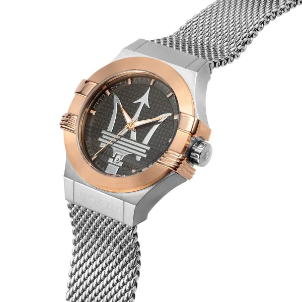 Maserati Potenza Silver Mesh Braselet Grey Dial Quartz Watch for Gents - R8853108007