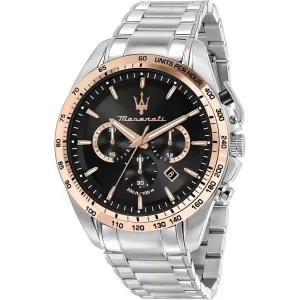 Maserati Traguardo Silver Stainless Steel Black Dial Quartz Watch for Gents - R8873612047