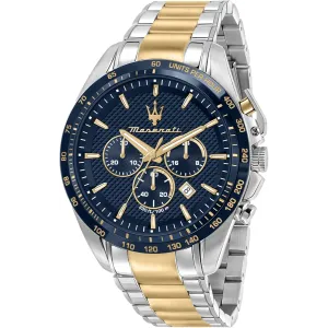Maserati Traguardo Two-Tone Stainless Steel Blue Dial Quartz Watch for Gents - R8873612046