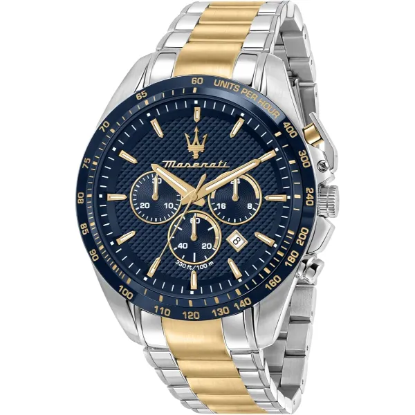 Maserati Traguardo Two-Tone Stainless Steel Blue Dial Quartz Watch for Gents - R8873612046