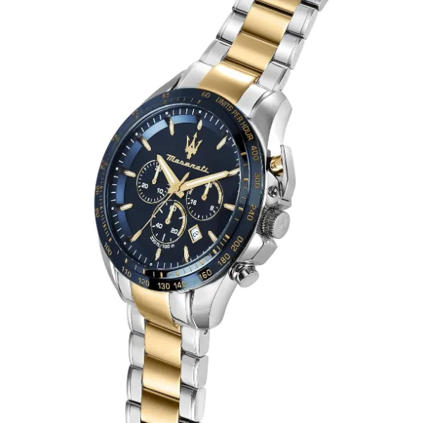 Maserati Traguardo Two-Tone Stainless Steel Blue Dial Quartz Watch for Gents - R8873612046