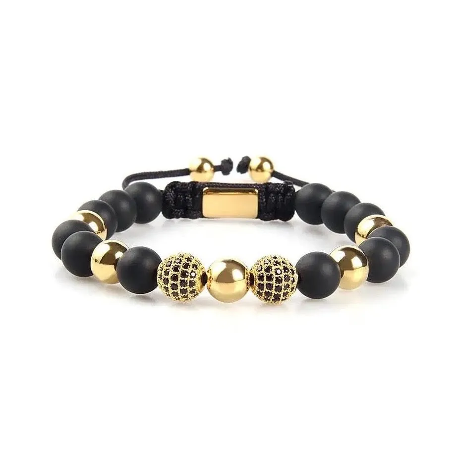 Matt Onyx & Gold Beads Bracelet