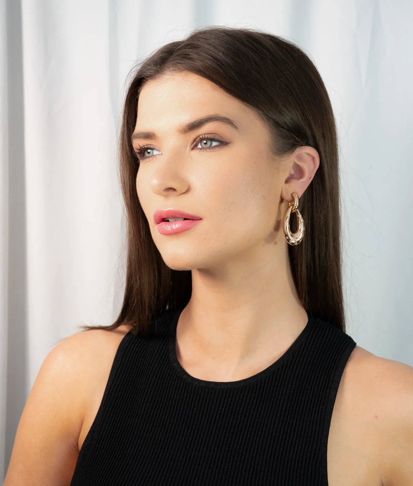 Mauboussin Paris Retro 1.10 CTW Diamond 18 Karat Rose Gold Star Gaspipe Vintage Ear-Clip Doorknocker Earrings