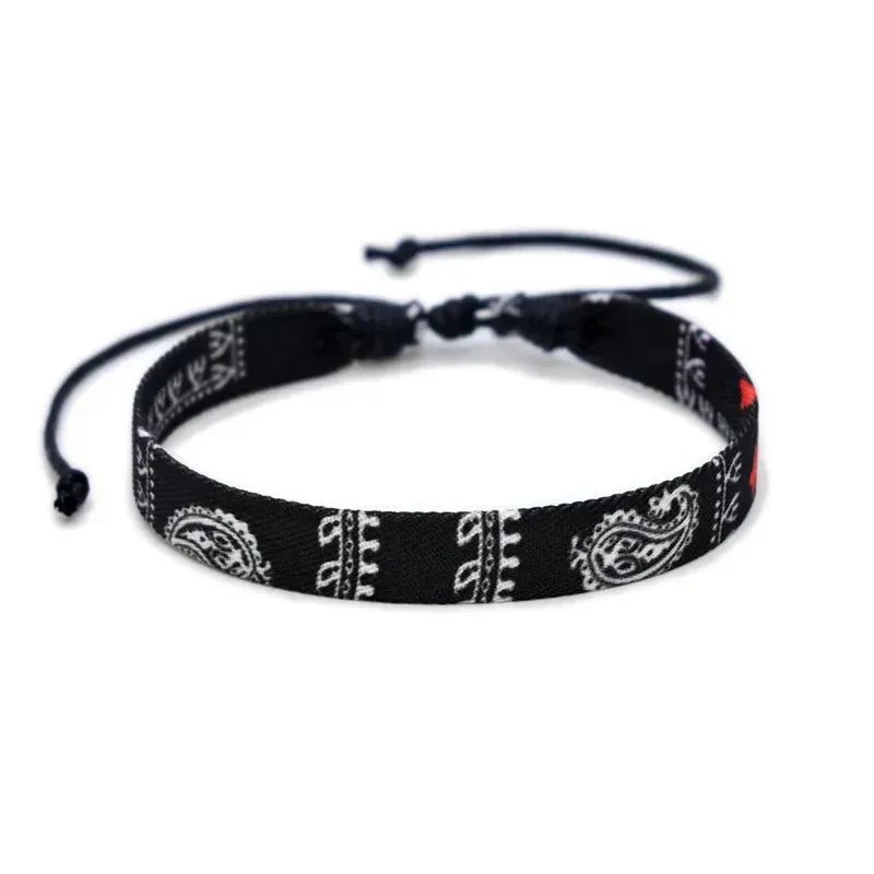 Meetvii Arabic Scarf Style Woven Bracelet for Women Men Handmade Ethnic Wave Dot Colored Ribbon Bracelets Jewelry