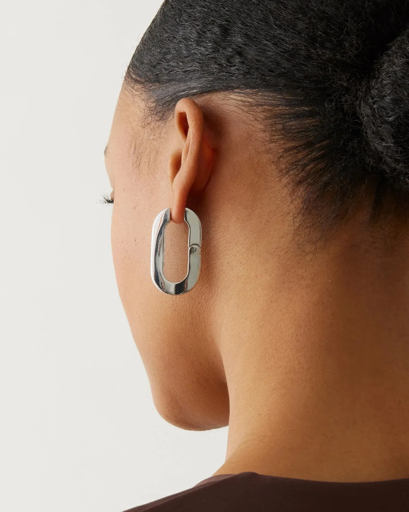 MEGA U-LINK EARRINGS IN SILVER