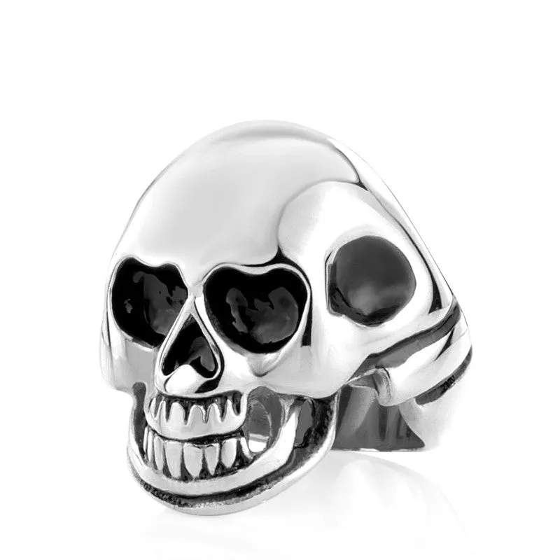 Men 316L Stanless Steel Fashion Jewelry Men's Punk Smooth Middle Knuckle Paver Black/Gold Skull Rings