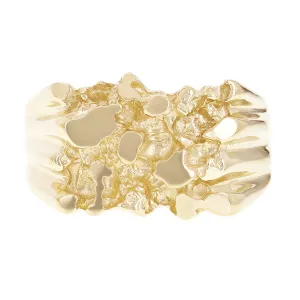 Men's 10k Yellow Gold Solid Chunky Nugget Ring 13mm Various Sizes
