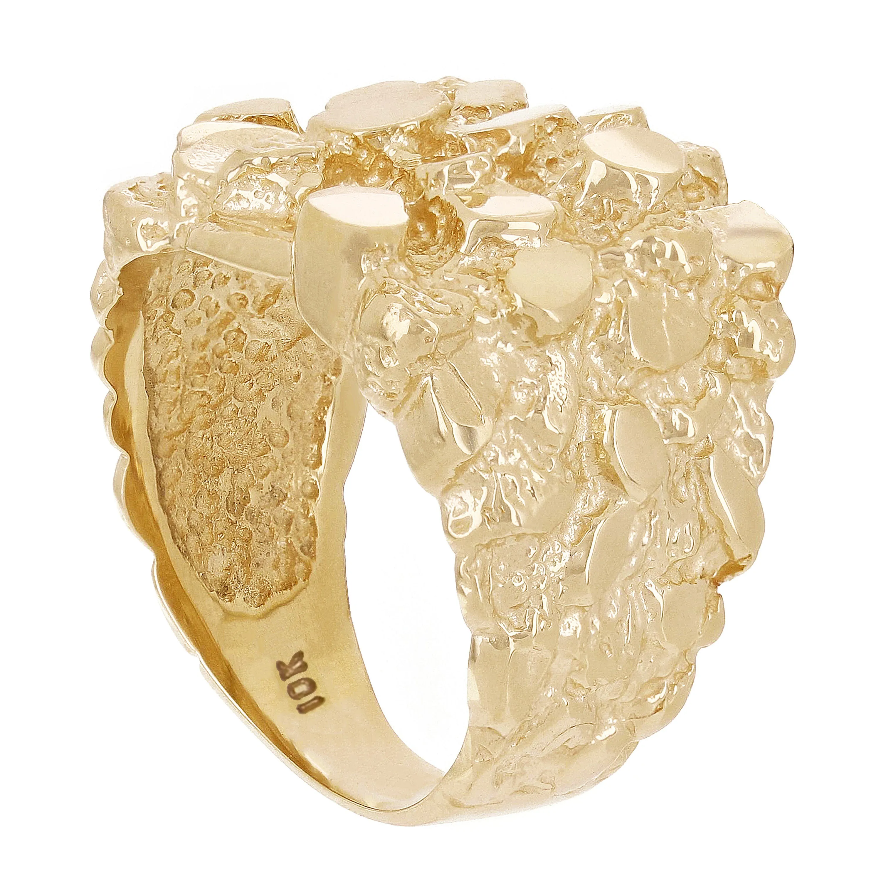 Men's 10k Yellow Gold Solid Chunky Nugget Ring Size 7 - 18.3mm 11 grams