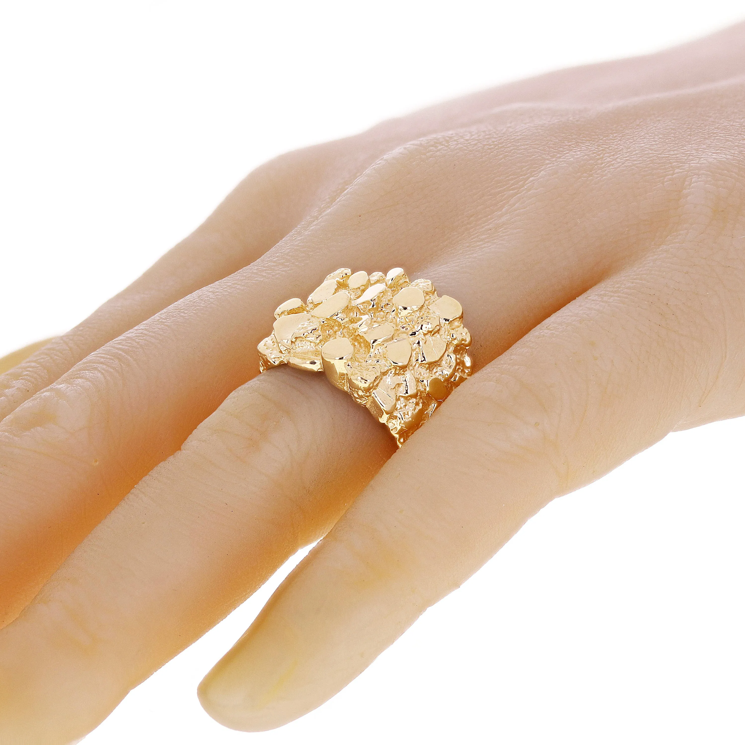 Men's 10k Yellow Gold Solid Chunky Nugget Ring Size 7 - 18.3mm 11 grams