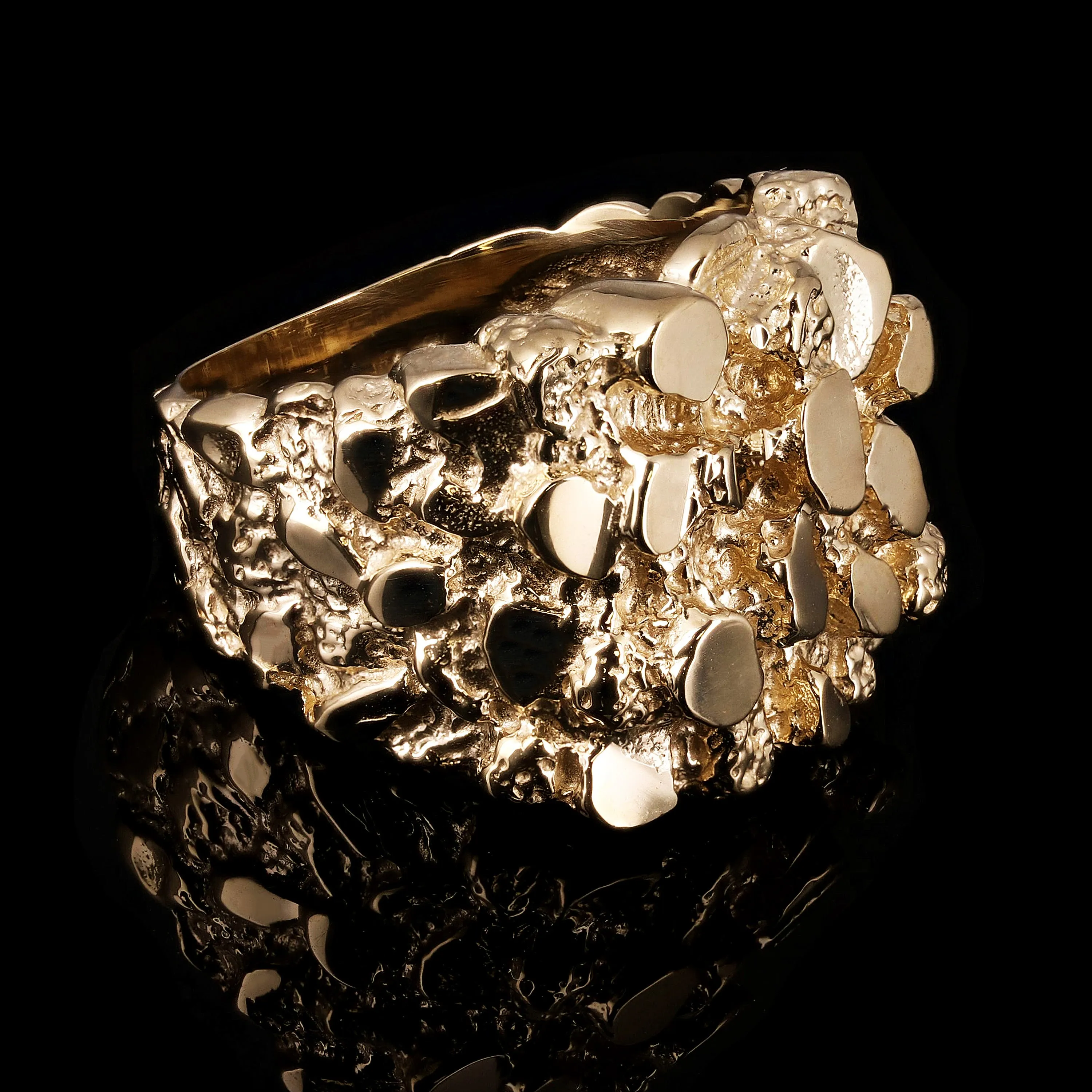 Men's 10k Yellow Gold Solid Chunky Nugget Ring Size 7 - 18.3mm 11 grams