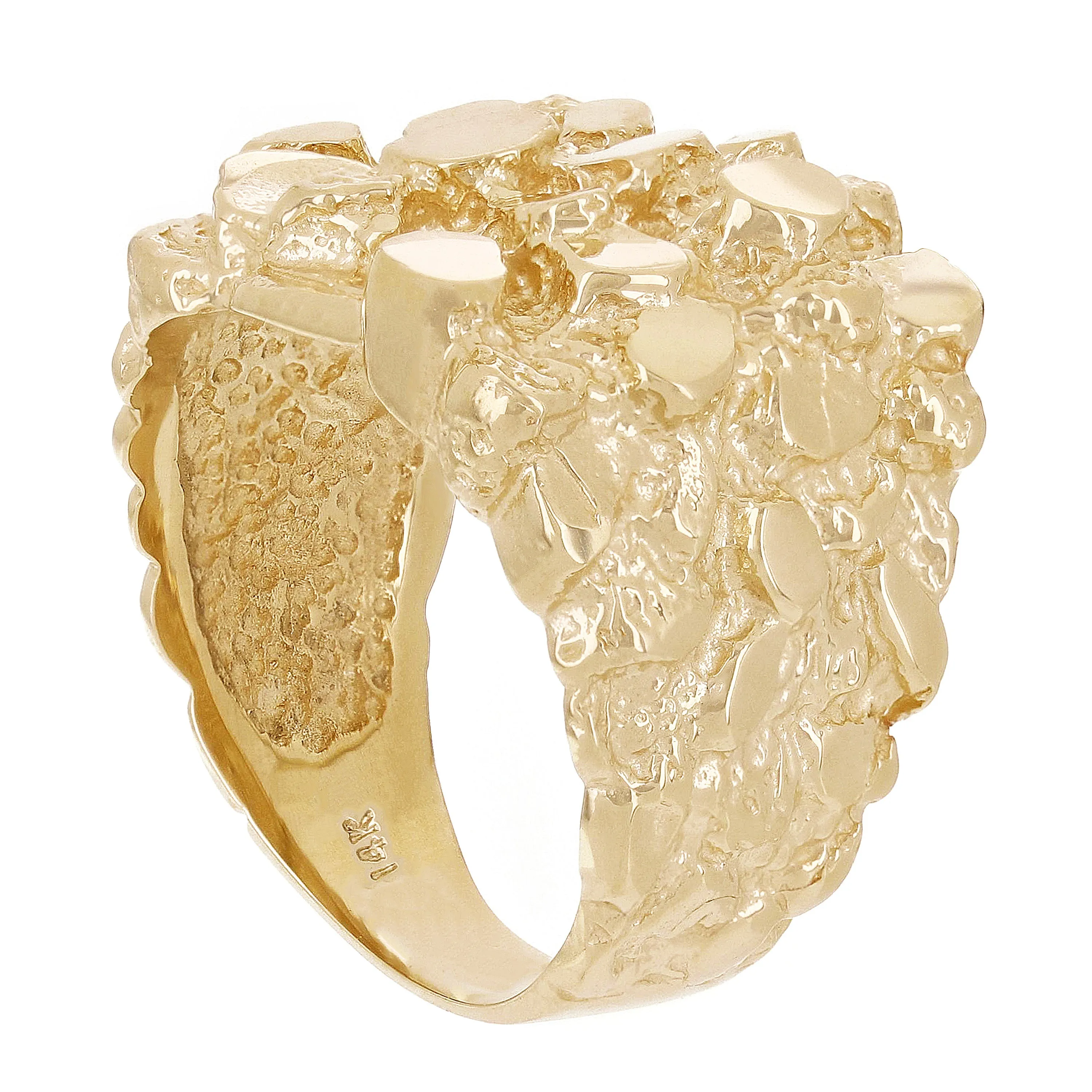 Men's 14k Yellow Gold Solid Chunky Nugget Ring 18.3mm Sizes 7 -12
