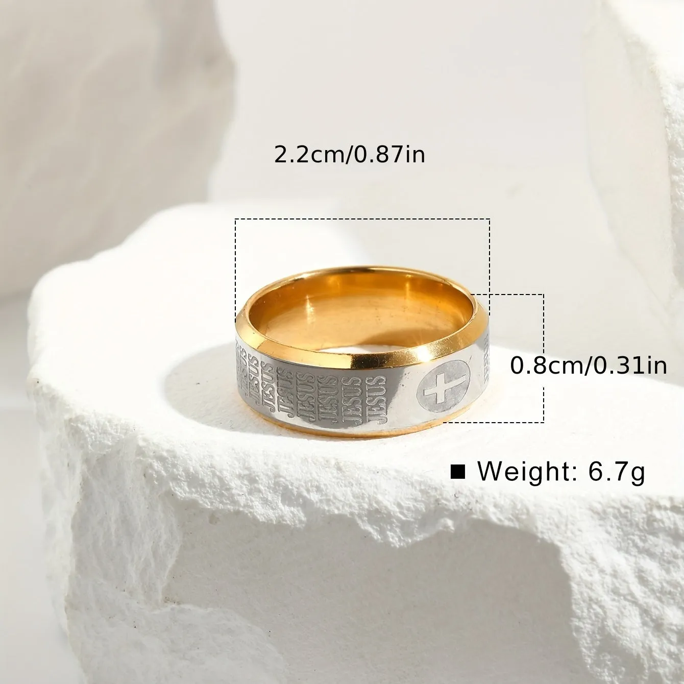 Men's Retro Cross Textured Letter Stainless Steel Ring
