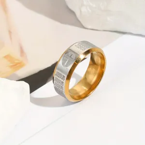 Men's Retro Cross Textured Letter Stainless Steel Ring