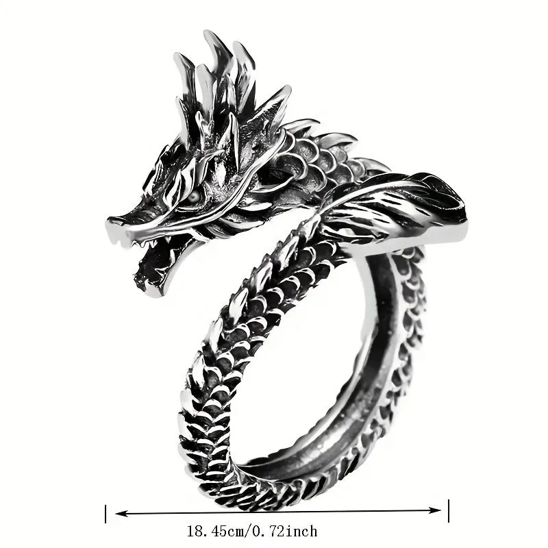 Men's Retro Dragon Ring Domineering Exaggerated Open Ring