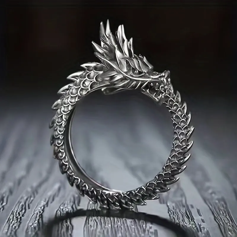 Men's Retro Dragon Ring Domineering Exaggerated Open Ring