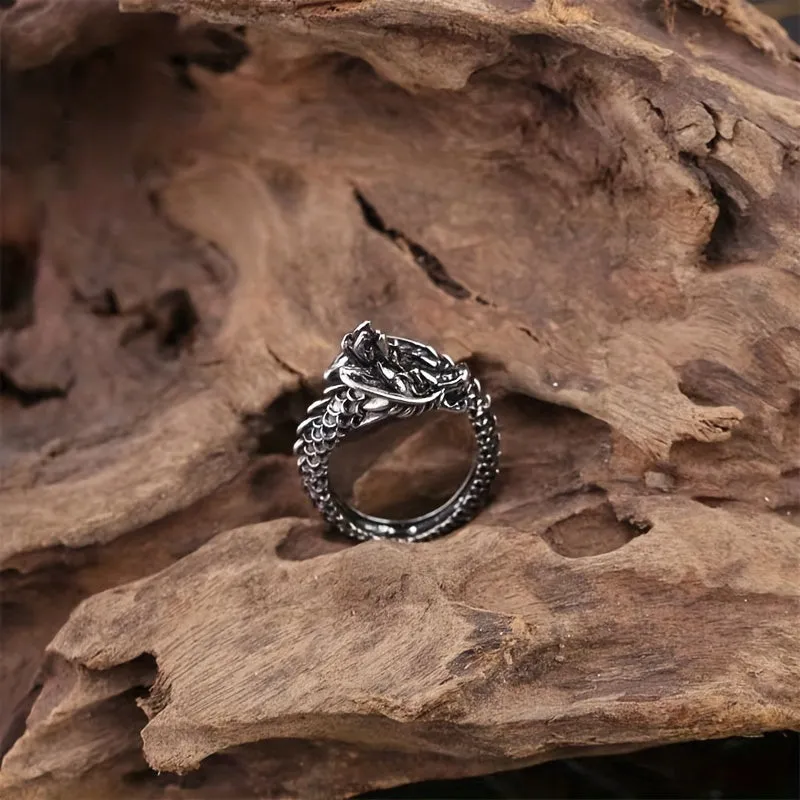 Men's Retro Dragon Ring Domineering Exaggerated Open Ring