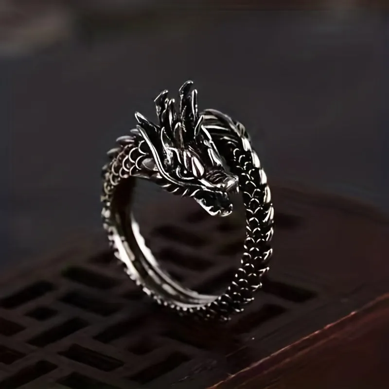Men's Retro Dragon Ring Domineering Exaggerated Open Ring