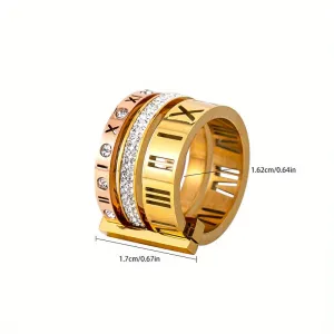 Mens Retro Stainless Steel Diamond Rings Set