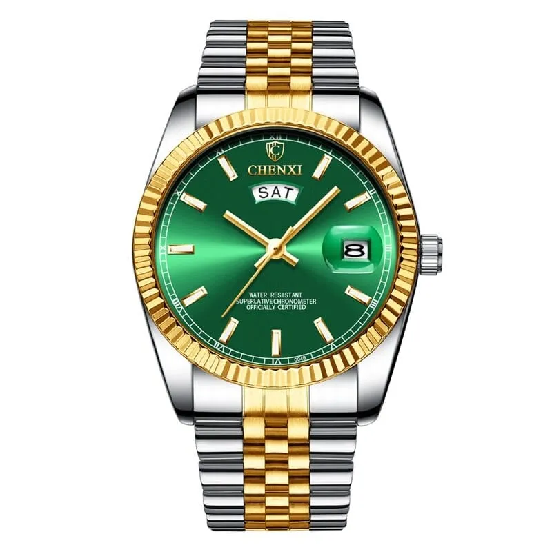 Men's Striped Stainless Steel Watch