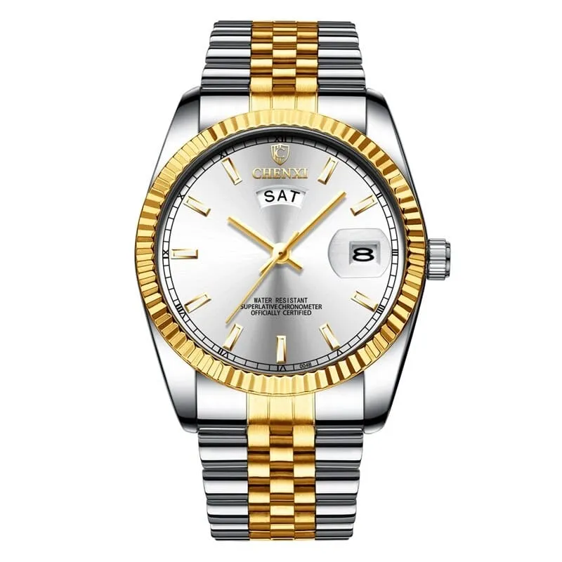 Men's Striped Stainless Steel Watch