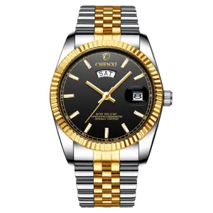 Men's Striped Stainless Steel Watch