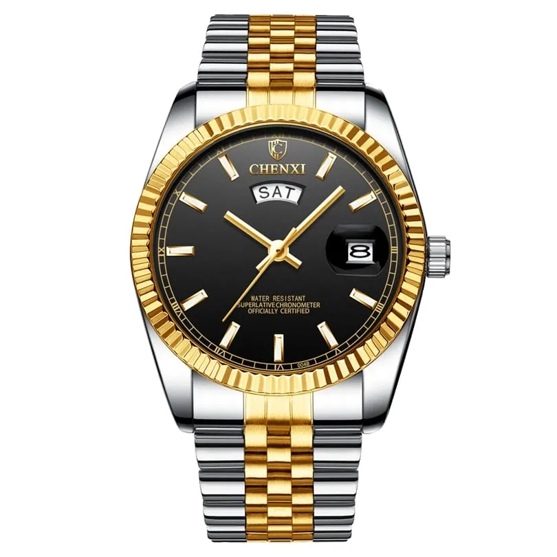 Men's Striped Stainless Steel Watch