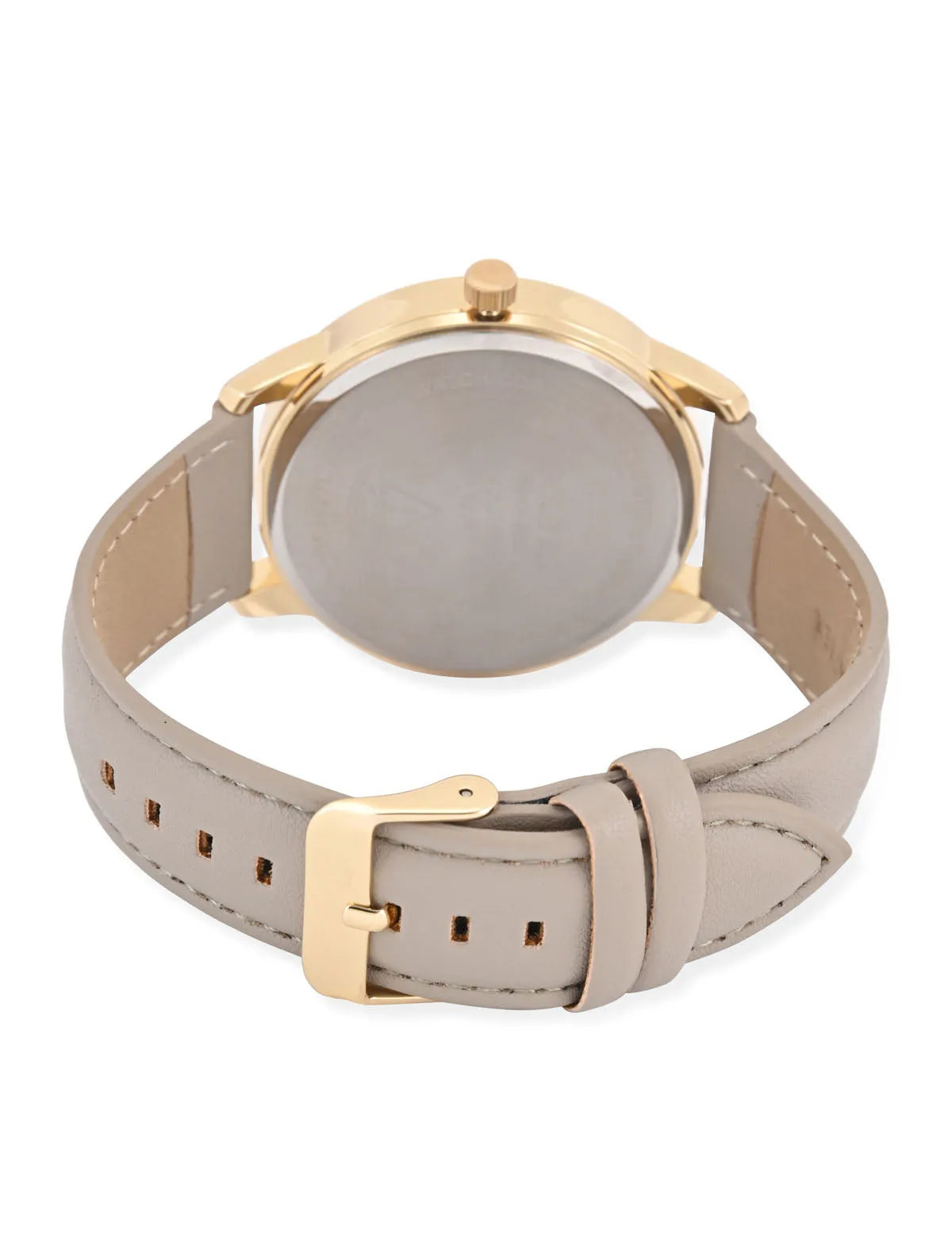 MENS TAN STRAP ANALOG WATCH WITH GOLD ACCENT