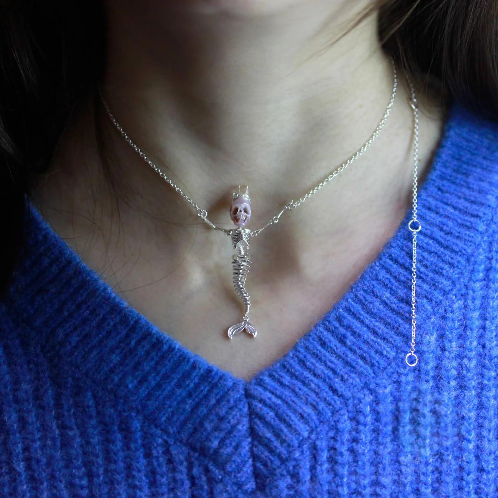 Mermaid Pearl Skull Statement Necklace
