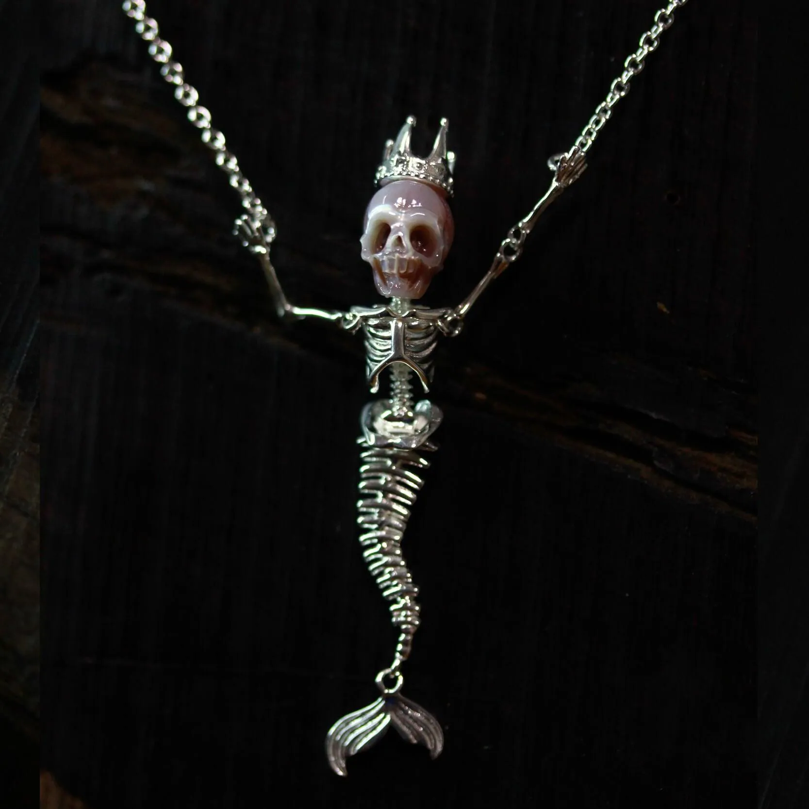 Mermaid Pearl Skull Statement Necklace