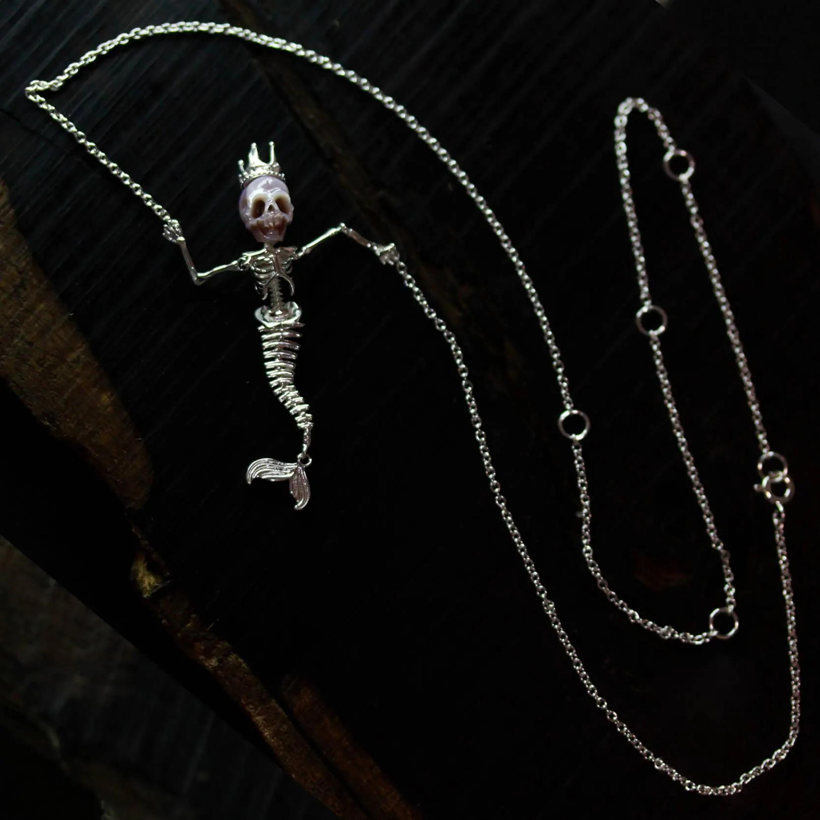 Mermaid Pearl Skull Statement Necklace