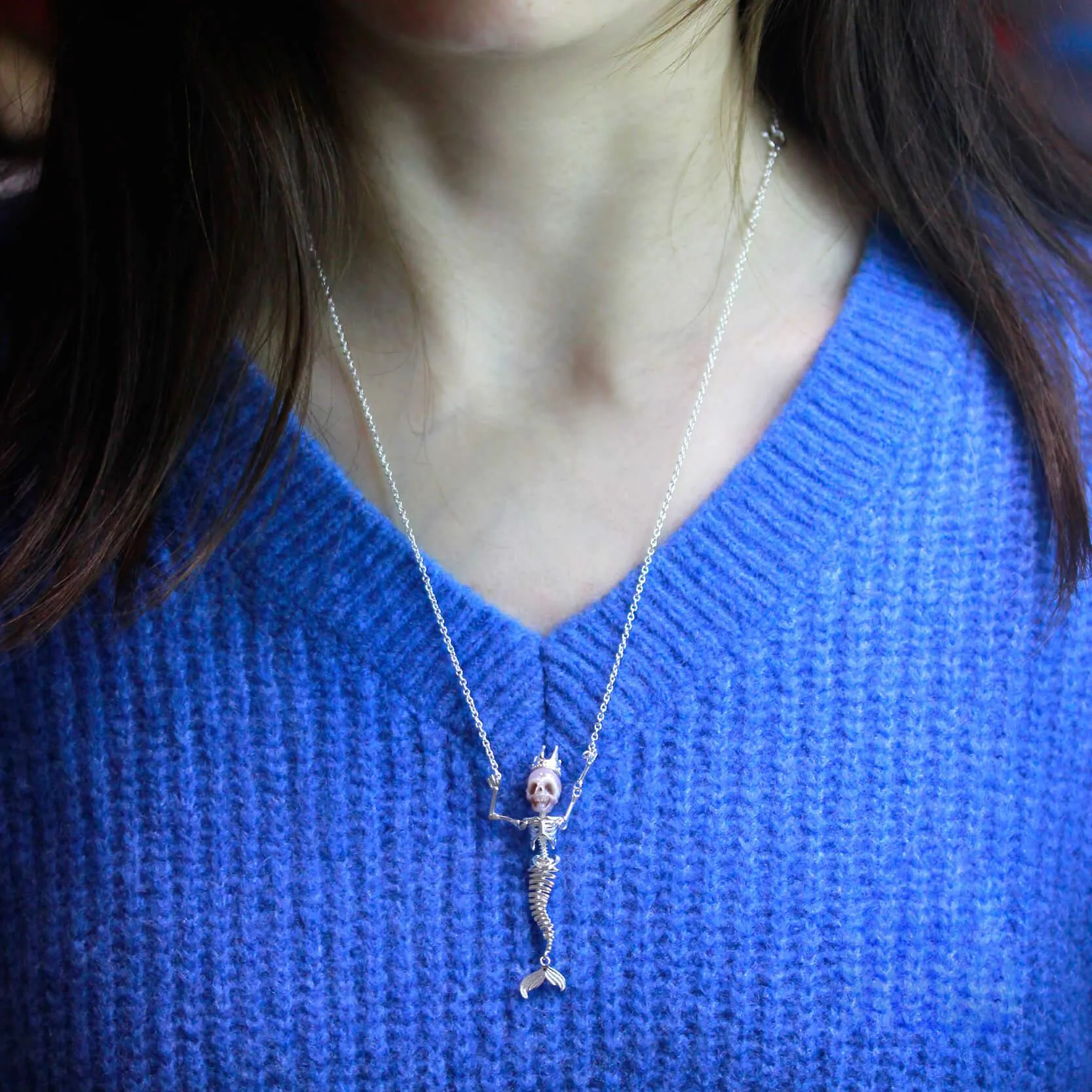 Mermaid Pearl Skull Statement Necklace