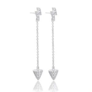 Micro Pave CZ Arrow Dagger Earrings Lightning Bolt Gold or Silver