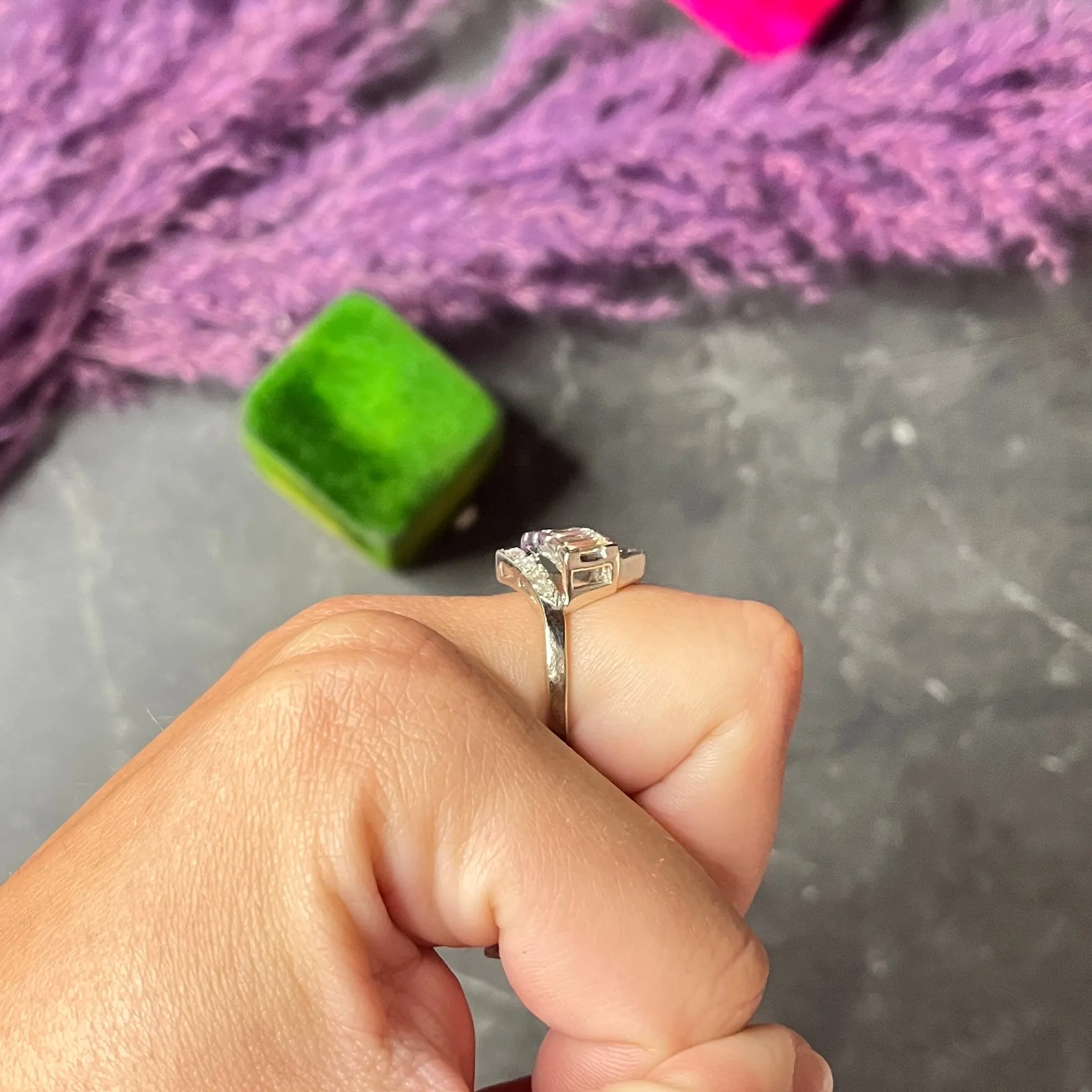 Mid-Century 1.00 CTW Diamond 14 Karat White Gold Vintage Bypass Ring